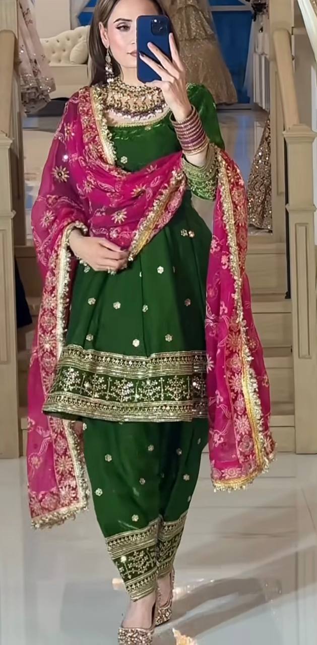 Editorial Rust & Pink Heavy Zari Set